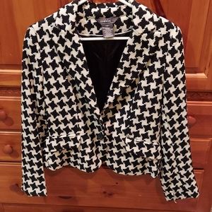 Houndstooth black white jacket blazer size 8